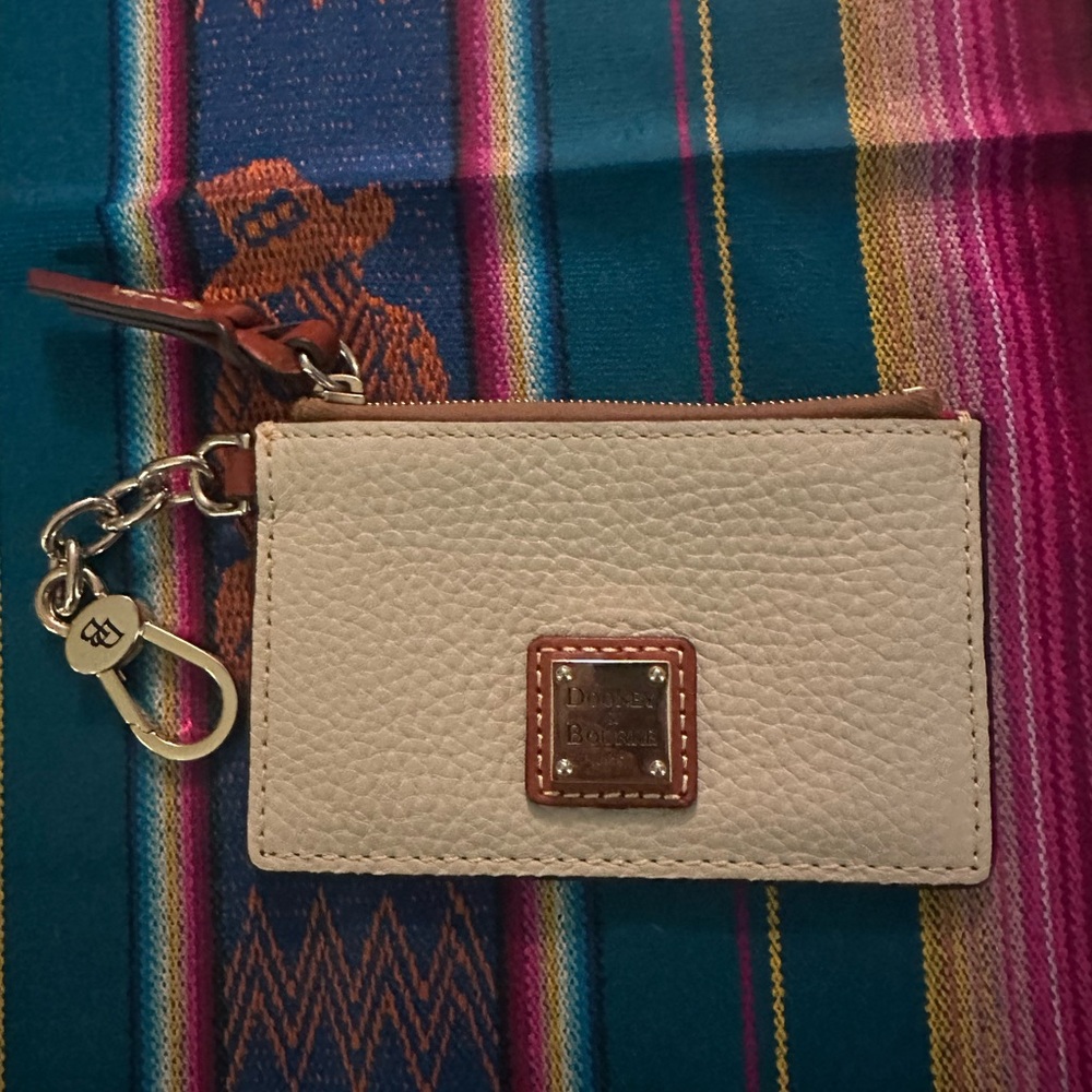 Dooney & Bourke Cream Pebbled Leather Keychain Wallet